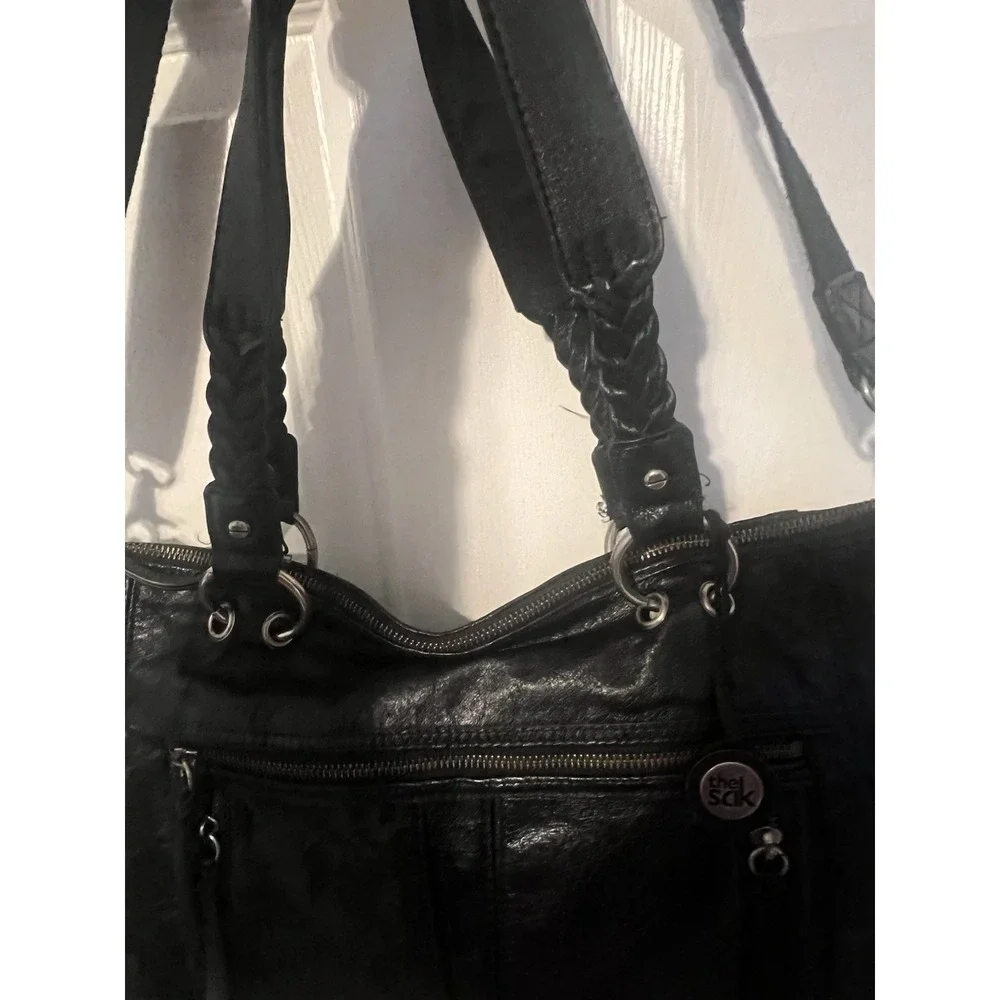 Vintage The Sak Black Leather Shoulder Bag –‎ Y2K Era